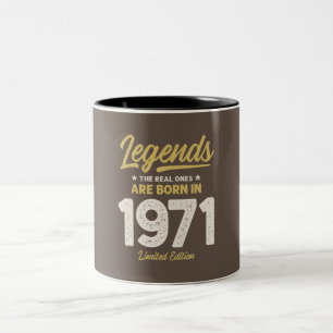 Taza Bicolor Leyendas nacidas en 1971 - 51º cumpleaños Retro Cl