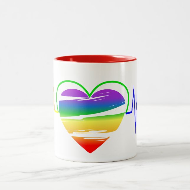 Taza Bicolor Lgbt Rainbow Heart Line (Centro)