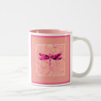 Taza Bicolor Libélula de la conciencia del cáncer de pecho