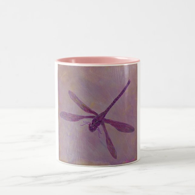 Taza Bicolor Libélula ligera del purpurina (Centro)