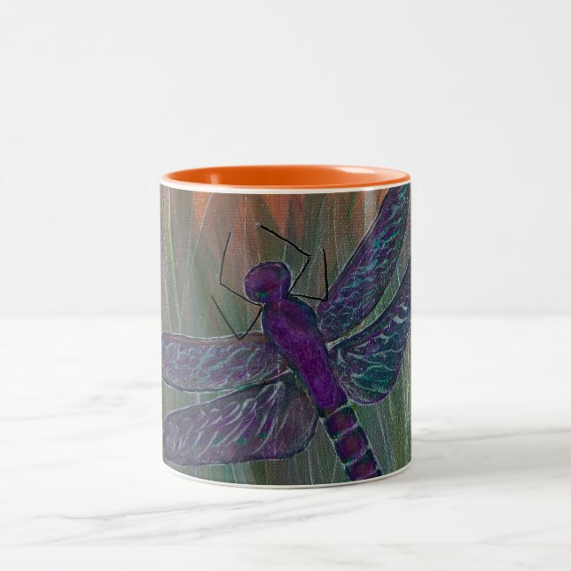 Taza Bicolor Libélula luminosa del viento (Centro)