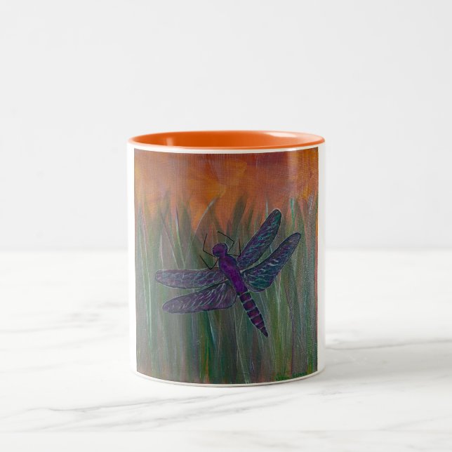 Taza Bicolor Libélula luminosa del viento (Centro)