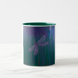Taza Bicolor Libélula violeta del reflejo