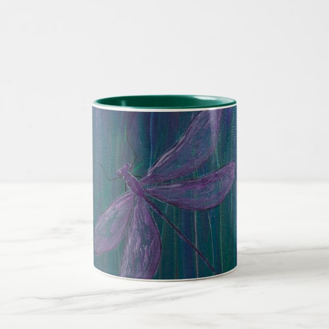 Taza Bicolor Libélula violeta del reflejo (Centro)