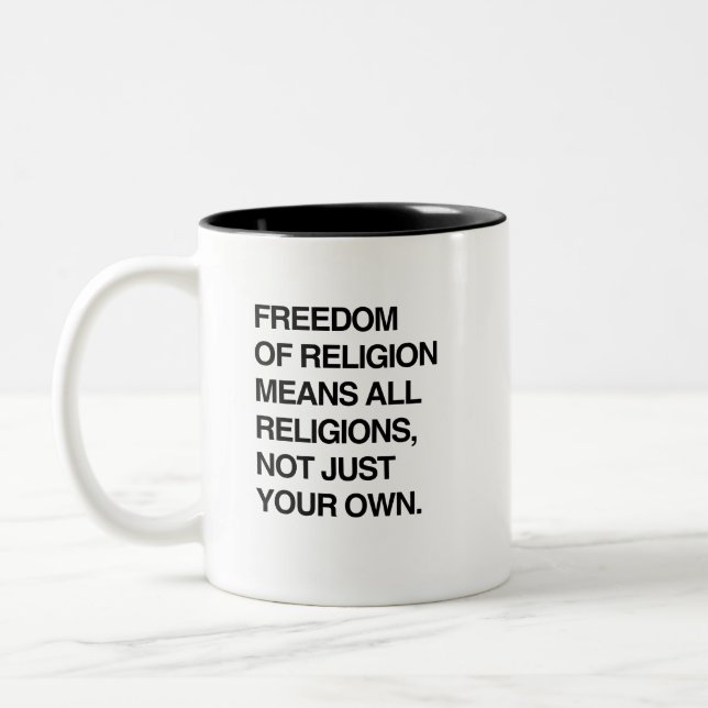 TAZA BICOLOR LIBERTAD DE RELIGIÓN SIGNIFICA TODAS LAS RELIGIONE (Izquierda)