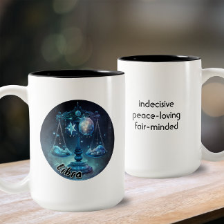 Taza Bicolor Libra azul y color de agua negro Zodiac