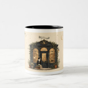 Taza Bicolor Librería de Gatos Encantada Bajo el Cielo de Hiedr