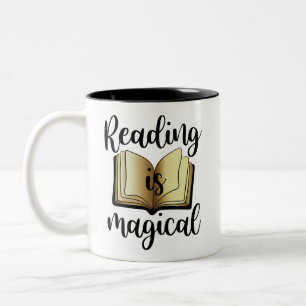 Taza Bicolor Libro Mágico de Lectura en Escritura Negra Oro Ama