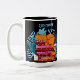 Taza Bicolor Libros aprobados para gatos personalizados