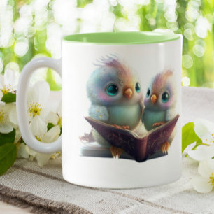 Taza Bicolor Libros de Aves Cutas y Fabricación Personalizada