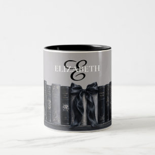 Taza Bicolor Libros Góticos Lazo Amante de los Libros Personali