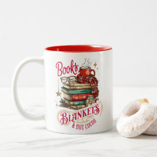 Taza Bicolor Libros, mantas y chocolate caliente