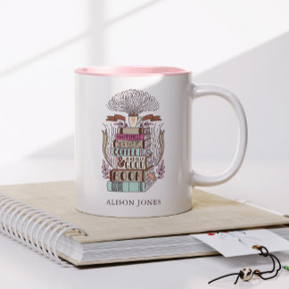 Taza Bicolor Libros y café Lover Personalizado
