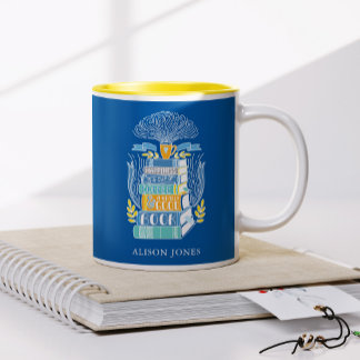 Taza Bicolor Libros y café Lover Personalizado