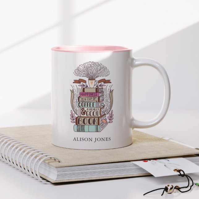 Taza Bicolor Libros y café Lover Personalizado (Subido por el creador)