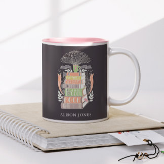Taza Bicolor Libros y café Lover Personalizado