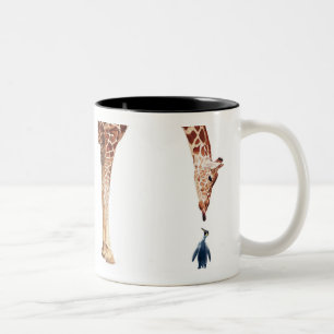 Taza Bicolor "Licker con acuarela de la jirafa del pingüino"
