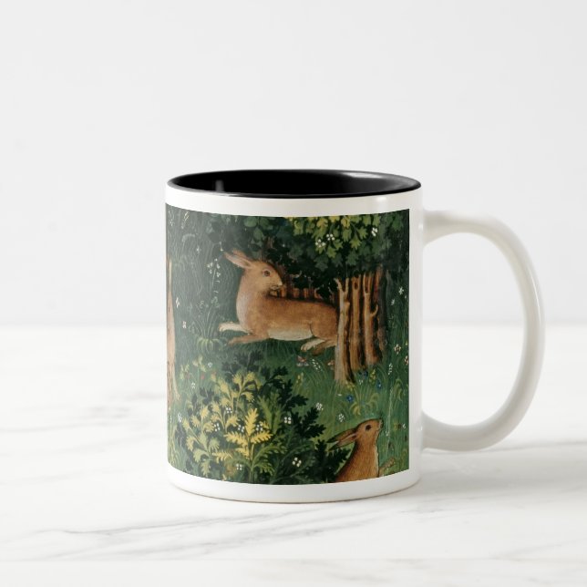 Taza Bicolor Liebres en una madera (Derecha)