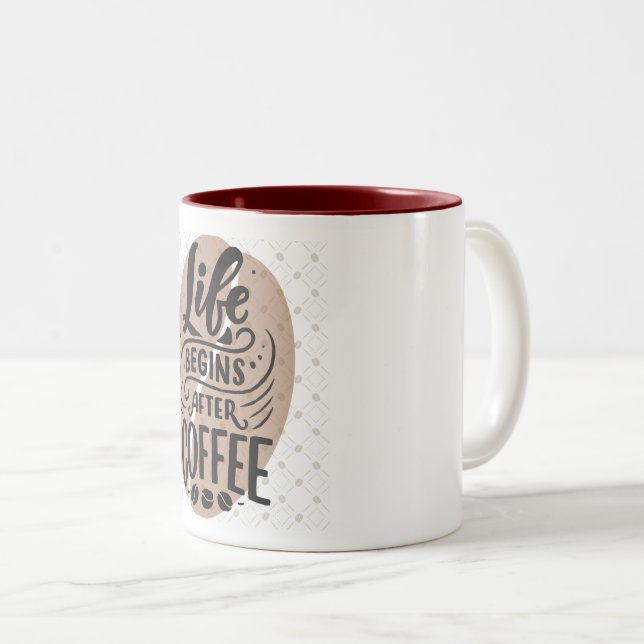 Taza Bicolor "Life Begins After Coffee" Two-toned Mug (Anverso derecho)