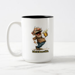 Taza Bicolor Life Is Brew-tiful Funny Beer Cartoon Tee