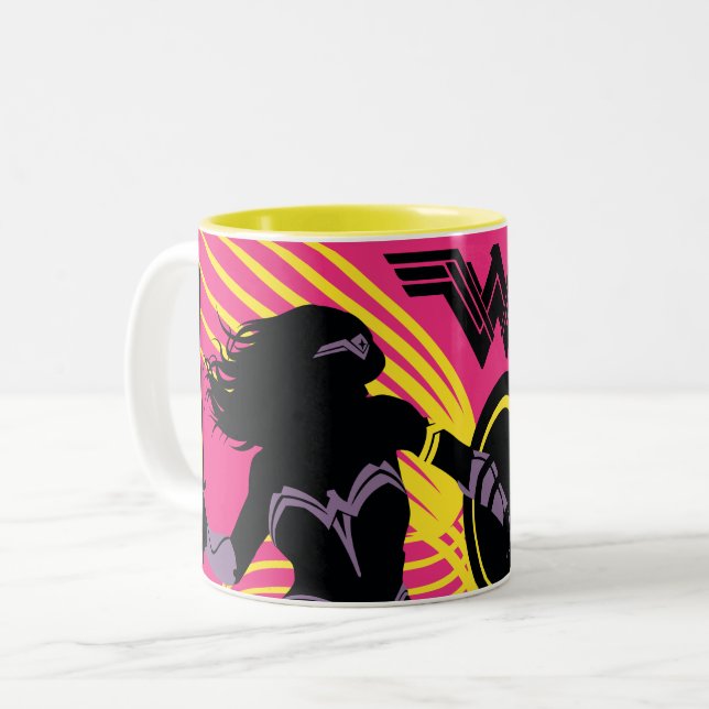 Taza Bicolor Liga de la Justicia | Icono de silueta de mujer ma (Anverso izquierdo)