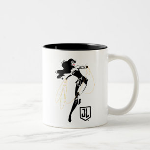 Taza Bicolor Liga de la Justicia   Mujer Maravilla Con Arte Pop