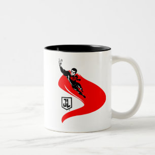 Taza Bicolor Liga de la Justicia   Superman Flying Noir Pop Art