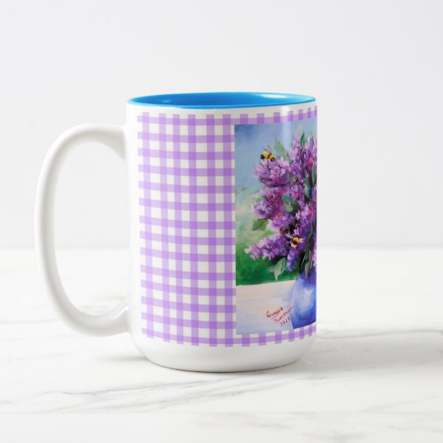 Taza Bicolor Lilacs and Bees Mugs & Cups (Izquierda)