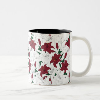 Taza Bicolor Lilies de Navidades rojos y blancos