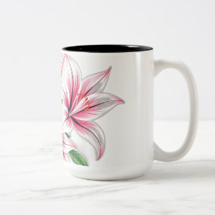 Taza Bicolor Lilis rosadas pasteles con estilo Art Deco