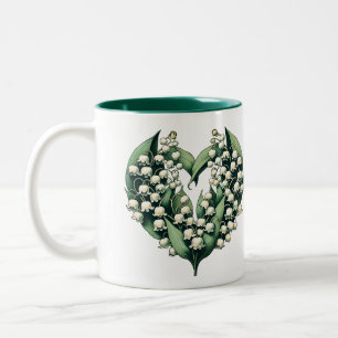 Taza Bicolor Lily of the Valley Heart Wreath