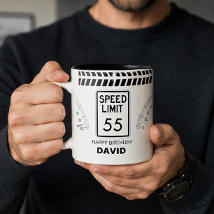 Taza Bicolor Límite de velocidad 55 Cumpleaños