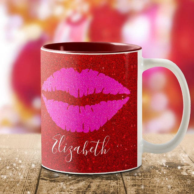 Taza Bicolor Límites rosados calientes Red Purpurina Nombre per (Subido por el creador)