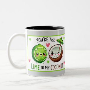Taza Bicolor Limos y coco Kawaii lindos