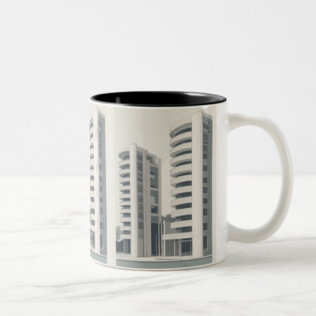 Taza Bicolor Limpiar planos de líneas de arquitectura crujiente (Derecha)