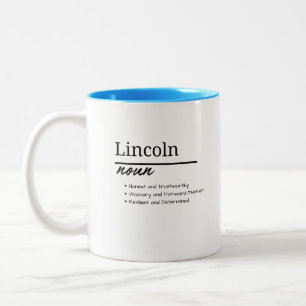 Taza Bicolor Lincoln, definición de nombre personalizado del ni