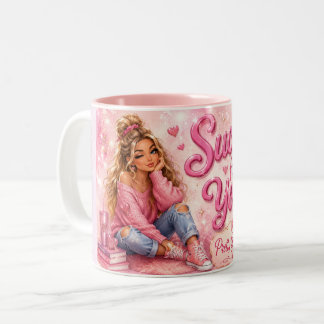 Taza Bicolor Linda en rosa chica femenina trendy Sucker for You