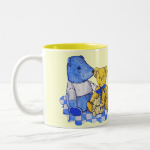 Taza Bicolor linda foto de oso de peluche