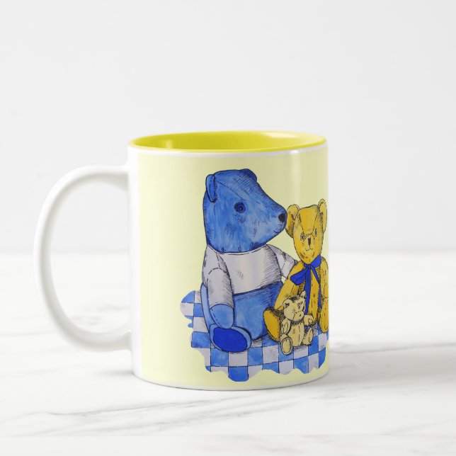 Taza Bicolor linda foto de oso de peluche (Izquierda)