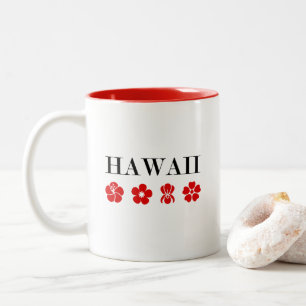 Taza Bicolor Lindo color de los iconos de la flor roja de Hawái
