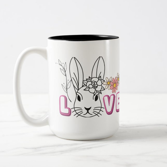 Taza Bicolor lindo conejito amor mug (Izquierda)