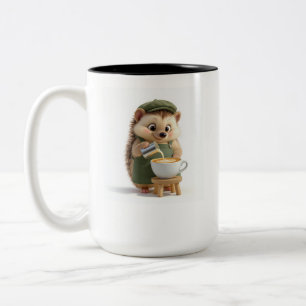 Taza Bicolor Lindo erizo barista de dibujos animados 3D en M de