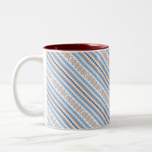 Taza Bicolor Lindo patrón de motivo tribal azteca naranja azul