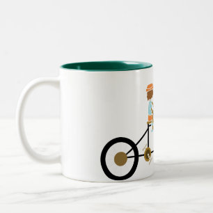 Taza Bicolor lindo personalizado familia ciclismo mug