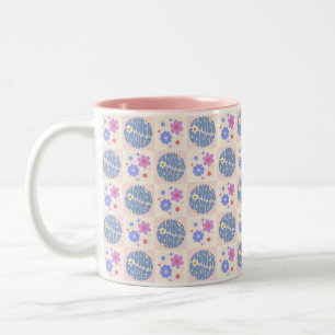 Taza Bicolor lindo Retro Daisy Flows Pattern Boho Floral