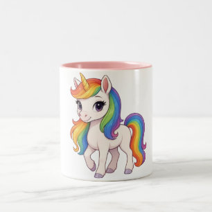 Taza Bicolor Lindo unicornio de arcoíris colorido