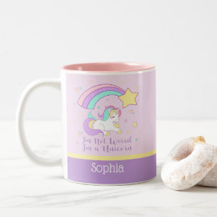 Taza Bicolor Lindo Unicornio Mágico Arcoíris Personalizado Hech