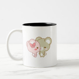 Taza Bicolor lindos cachorros de azúcar abrazos amor