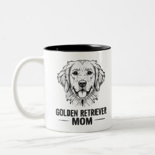 Taza Bicolor Line Art Golden Retriever Dog Mom Gig Mug