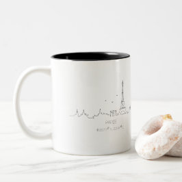 Taza Bicolor Línea aérea de París con coordenadas mug
